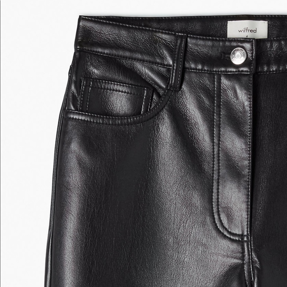 Wilfred Black Faux Leather Straight Leg Pants